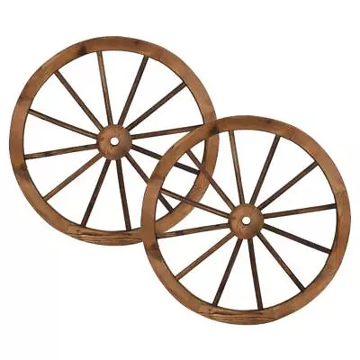 Set Of 2 30'' Decorative Vintage Wood Wagon Wheel Wall Decoration Garden Yard • $46.95