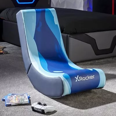 X ROCKER Gaming Chair Kids Foldable Video Games Rocking Low Floor Seat Blue LAVA • £69.99