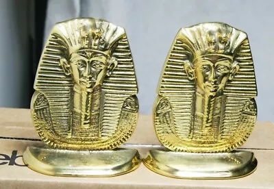 5  Heavy Brass Egyptian Pharaoh Bookends Tutankhamen • $61.87