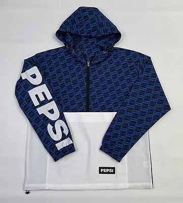 PEPSI Co. Official Windbreaker Jacket Blue White Retro Hooded Size M Medium NEW • $32.99