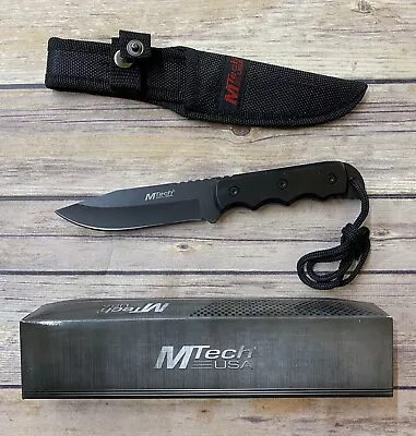 MTECH USA MT-20-35BK Fixed Black Stainless Steel Grooved Knife 8 Inch Overall • $11.99