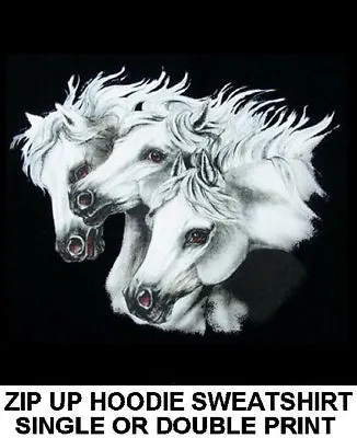 Beautiful Gray White Arabian Arab Stallion Art Horse Show Zip Hoodie Sweatshirt • $49.99