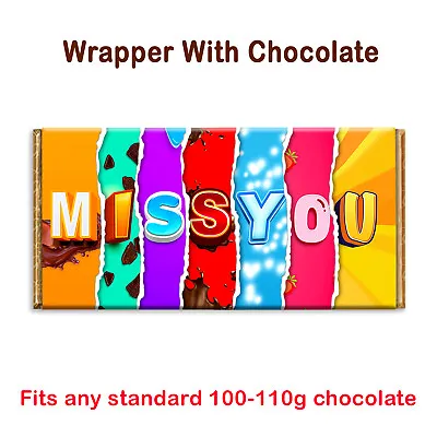 Miss You Novelty Chocolate Bar Wrapper Lovely Gift For Birthday Valentine Xmas • £2.49