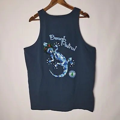 Vintage Gecko Hawaii Tank Top Shirt Mens XL Blue  Beach Patrol  Made In USA 90's • $30.99