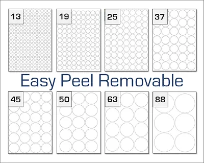 £0.99 • Buy  Round Circle Removable Labels For A4 Laser & Inkjet Printers Easy Peel Labels