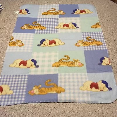 Vintage Disney Babies Winnie The Pooh Tigger Sleeping Fleece Baby Blanket • $16.99