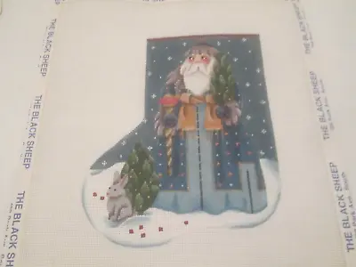 Santa Holding A Tree Mini Stockin-melissa Shirley-handpainted Needlepoint Canvas • $61.09
