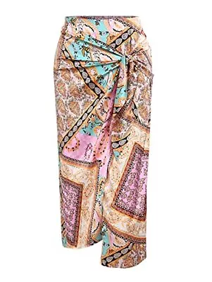 ZAFUL Women's Boho Skirt Asymmetrical Skirts Tied Floral Paisley Printed High... • $61.24