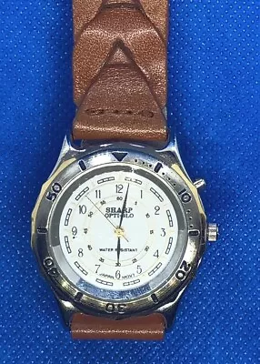 Vintage Sharp Mens Opti-Glo Water Resist Watch Nice Band New Battery Free Ship • $13.99