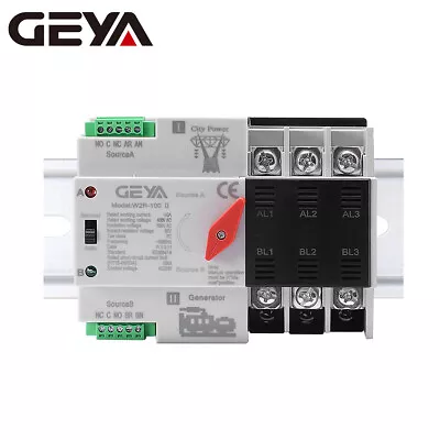 GEYA 3Pole 100A 230V Automatic Transfer Switch Dual Power Grid To Alternator60Hz • $44.19