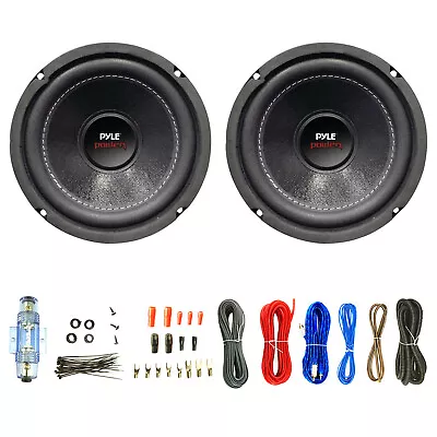 Pyle PLPW6D 6.5'' 600W DVC 4 Ohm Black Subwoofer (Pair) W/ Wiring Install Kit • $64.49