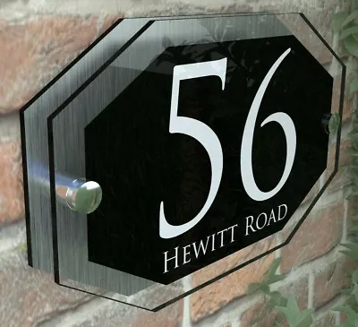 Modern HOUSE PLAQUES / PLAQUE / DOOR / NUMBER / GLASS EFFECT ACRYLIC / Wall Sign • £6.25