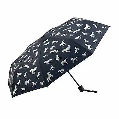 UPF50+ Clifton Mini Maxi Folding Compact Ink Navy Horses Umbrella • $24.95