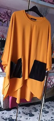 Ladies Top Over Size  Cape Styles  Mustard And Black  Pockets Long Length  • £5