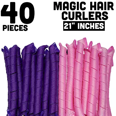 40 Pcs Spiral Hair Curlers Premium Quality Ringlets With Zipper Bag Storage • $21.99