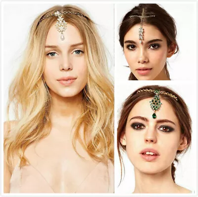 £4.49 • Buy Rhinestone Crystal Headpiece Jewellery Head Chain Hairband Headdress Hair Clip