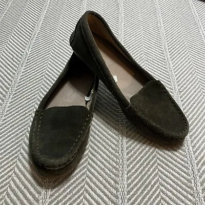 Merona Loafers Olive Green Suede Leather Womens Size 7.5 Target Slip On Shoe • $19.54