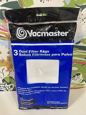 3 Pack VACMASTER 4 To 5 Gallon Dust Filter Bag Fits VQ407S/VWM510 SHOPVAC • $13.95