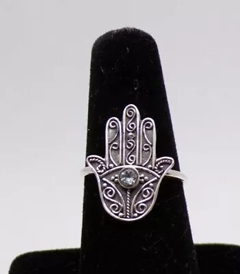 925 Sterling Silver Hamsa Hand Filigree Ring Size 6 7 And 8 • £33.78