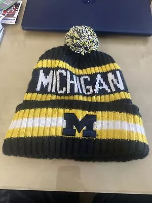 Michigan Wolverines NCAA '47 Brand Blue Winter Beanie Knit Ski Cap Hat • $14.99