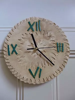 £35 • Buy Ceramic Wall Clock Hand Made Flower Sun Design Wall Art Cottage Farm Home 05-10