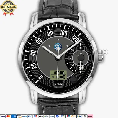 VW Beetle Speedometer VW01 Quartz Watch Stainless Steel Men's Wristwatch • $37.90