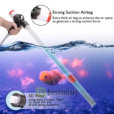 Electric Aquarium Fish Tank Siphon Pump Vacuum Gravel Water Filter Cleaner Pipe • $19.23