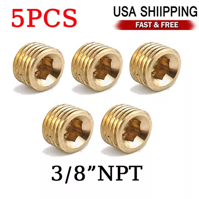 5Pcs 3/8  NPT Male Brass Internal Hex Head Socket Pipe Plugs End Cap Accessories • $9.09
