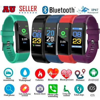 Blood Pressure Heart Rate Monitor Fitness Tracker Smart Bracelet Watch Wristband • $12.98