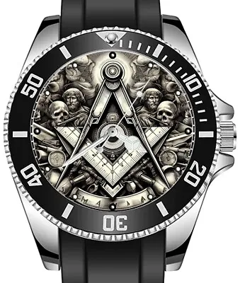 Masonic Square & Compass Art Freemasonry  Sporty Unique Stylish Wrist Watch • £34.99