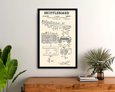 Table Shuffleboard Patent Framed Art Print Vintage Looking Framed Print - 12x18 • $41.99