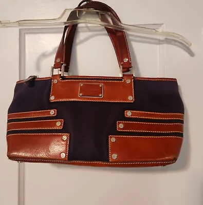 Michael Kors Hamilton Navy Canvas Leather Shoulder Bag Purse • $29