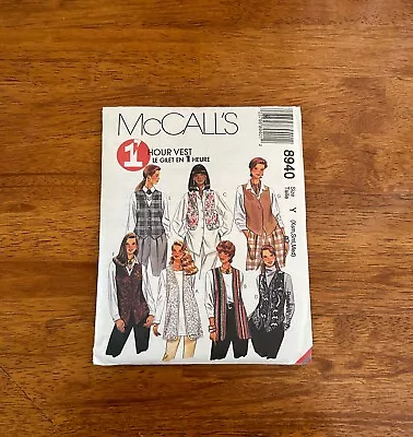 VTG McCalls # 8940 Misses Unlined Vests Open Front Or Button Front Sz 4-14 New • $7.99