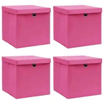 Storage Boxes With Lids 4 Pcs Pink 32x32x32 Cm Fabric • £44.99