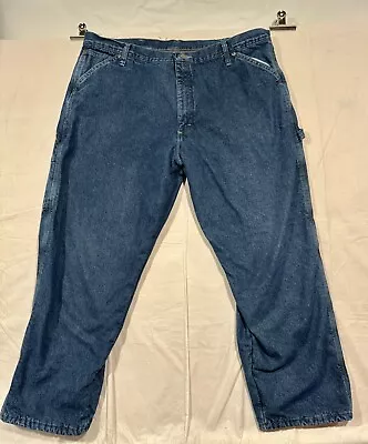 Wrangler Fleece Lined Insulated Jeans Mens  Blue Denim Painters Pants 40x30 • $21.95