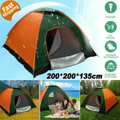 Automatic Camping Tent 3-4 Man Instant Pop Up Tent Festival Family Tent Hiking • $33.85