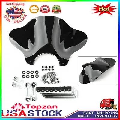 Windshield For Kawasaki Cruiser Vulcan VN 500 750 800 900 1500 1600 2000 Black • $65.69