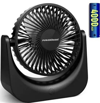 POWERbeast Desk Fan 4000mAh USB Desk Fan With Rechargeable Battery • £9.99