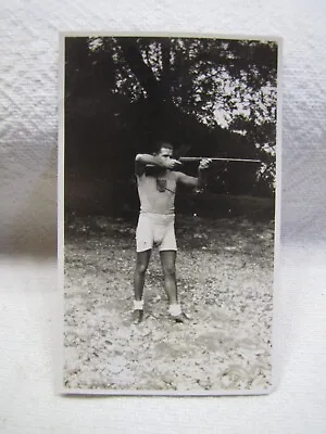 Vtg 1928 B&W Photo Young Handsome Man In Underwear Shooting Gun~Bulge~Gay Int • $6.99