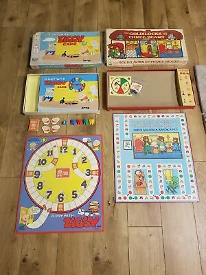 Vintage The Goldilocks And The Three Bears & A Day With Ziggy Board Games Lot  • £38.60