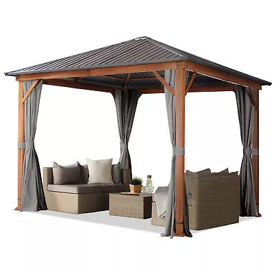 3x3m Garden Gazebo Forest Superior With Oak Finish Waterproof With 4 Sidewalls • £1499