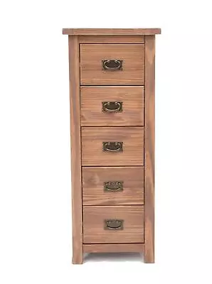 Chest Of Drawers 5 Drawer Dark Oak Narrow Bedroom Furniture Storage Wooden Unit • £179.99