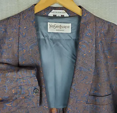 VTG YVES SAINT LAURENT Mens Size 42 Linen/Cotton Shawl Lapel Jacket Sportcoat • $469.30