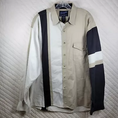 Vintage Wrangler Long Sleeve Colorblock Pearl Snap Western Shirt Size XL • $32.50