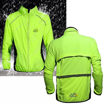 Cycling Jacket Road MTB Bike Quick Dry Rain Wind Coat Fluorescent Green Jacket • $21.99