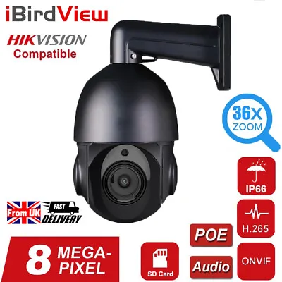 8MP 36X PTZ IP Camera Zoom POE IR Night Vision 2-Way Audio Human Auto Tracking • £166.80