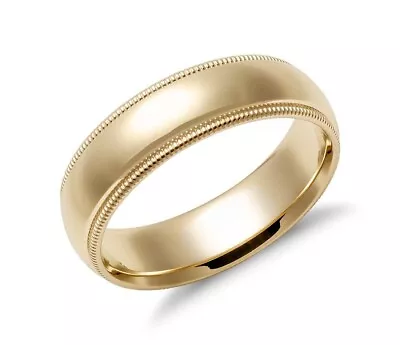 5mm 18K Solid Yellow Gold Milgrain Comfort Fit Matte Wedding Band Ring Size 9.75 • $520