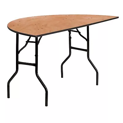 Flash Furniture 60 Half-Round Wood Folding Banquet Table Black/Natural • $157.27