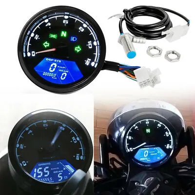 Digital Motorcycle Speedometer Tachometer Gauge Meter Universal Fits For Harley • $39.99