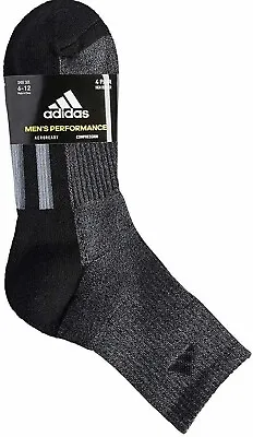 $37 • Buy Adidas Mens 4 Pair Performance High Quarter Socks Black/Grey, 6-12